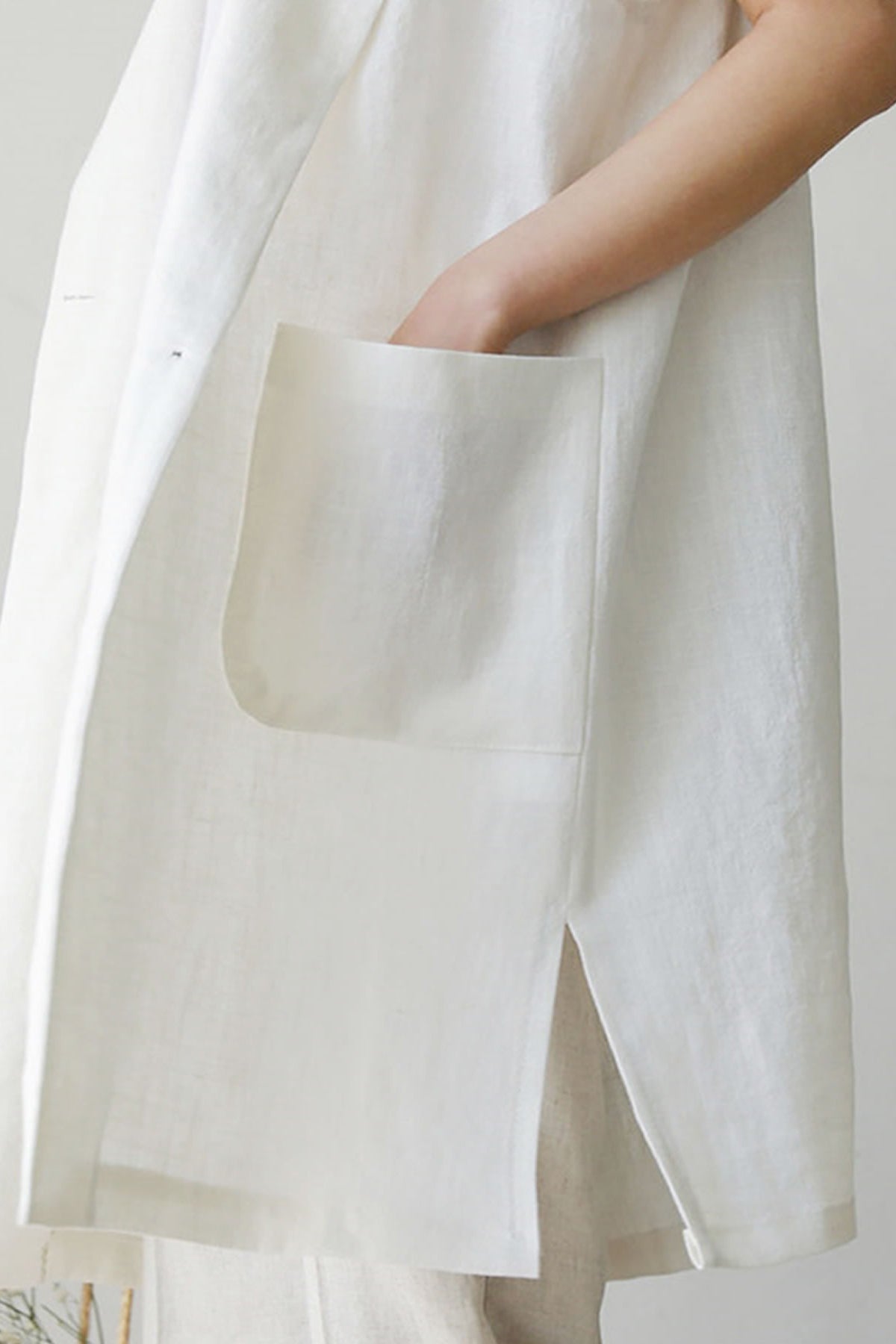 Notch Lapel Color Side Slit Linen Gilet - 3 Colors Available - liwisi