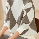 Casual Knitted Plaid Sweater 2-Piece Set