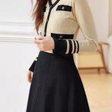 Elegant Paneled Knitted Dress