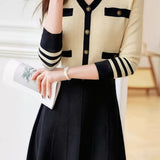 Elegant Paneled Knitted Dress