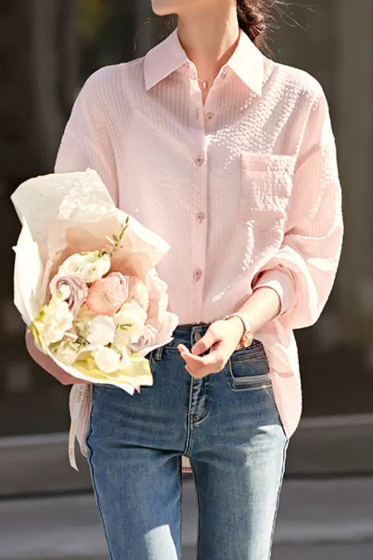 Casual Lightweight Striped Button-Down Shirt - liwisi