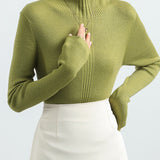 Elegant Ruffle Trim Knit Sweater - liwisi