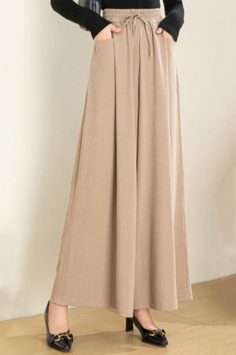 Relaxed Loose Solid Linen Pants - liwisi