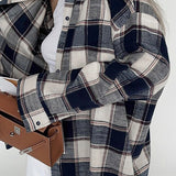 Drop Shoulder Check Pattern Tunic - liwisi