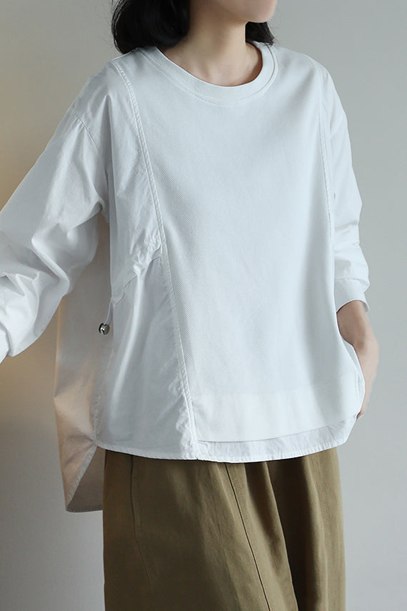 Round Neck Side Drawstring Sweatshirt - 3 Colors Available - liwisi