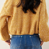 Yellow Single Button Oversized Round Neck Cardigan - liwisi