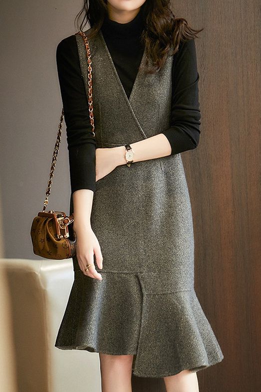 French Style Double-Faced Flared Midi Dress - liwisi