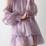 Off-shoulder halter neck dress with pearl decoration - liwisi