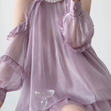 Off-shoulder halter neck dress with pearl decoration - liwisi
