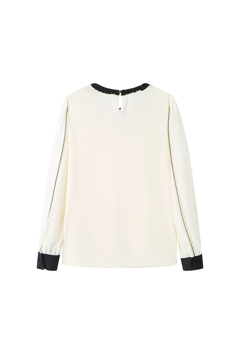 Front Cut-Out Long Sleeve Satin Blouse - 2 Colors Available - liwisi