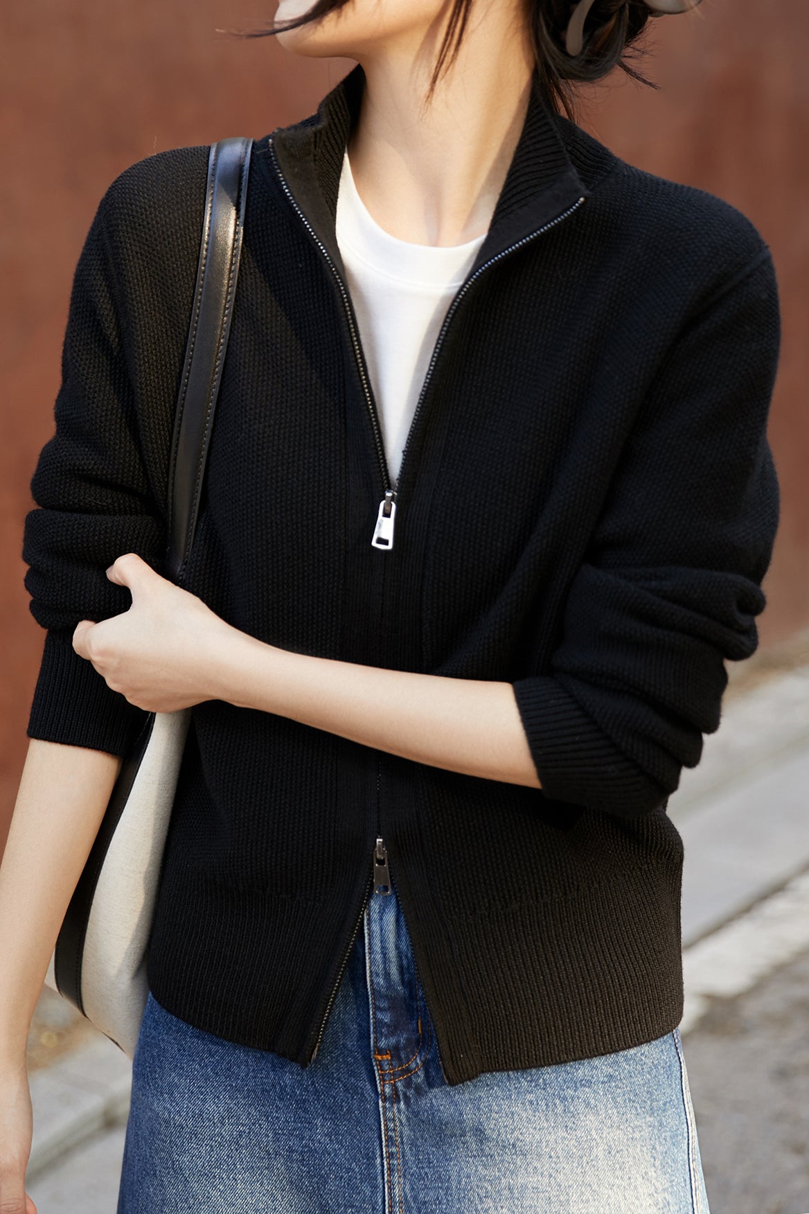 Tall Collar Classic Knit Blouson - 3 Colors Available - liwisi