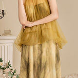 Halter Neck Tulle Contrast Ombre Long Dress with Lining - 3 Colors Available - liwisi