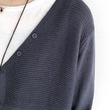 V-Neck Rib Knit Cardigan with Contrast - 5 Colors Available - liwisi