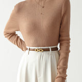Elegant Ruffle Trim Knit Sweater - liwisi