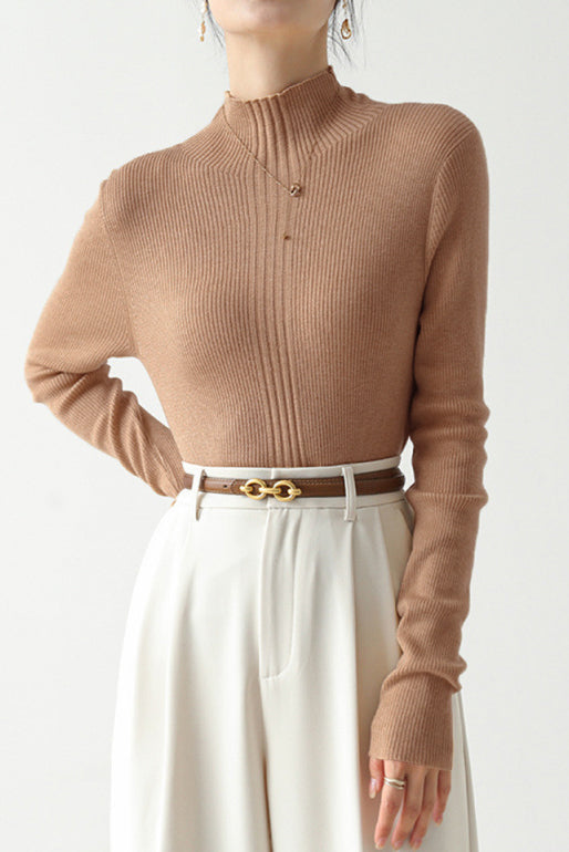 Elegant Ruffle Trim Knit Sweater - liwisi