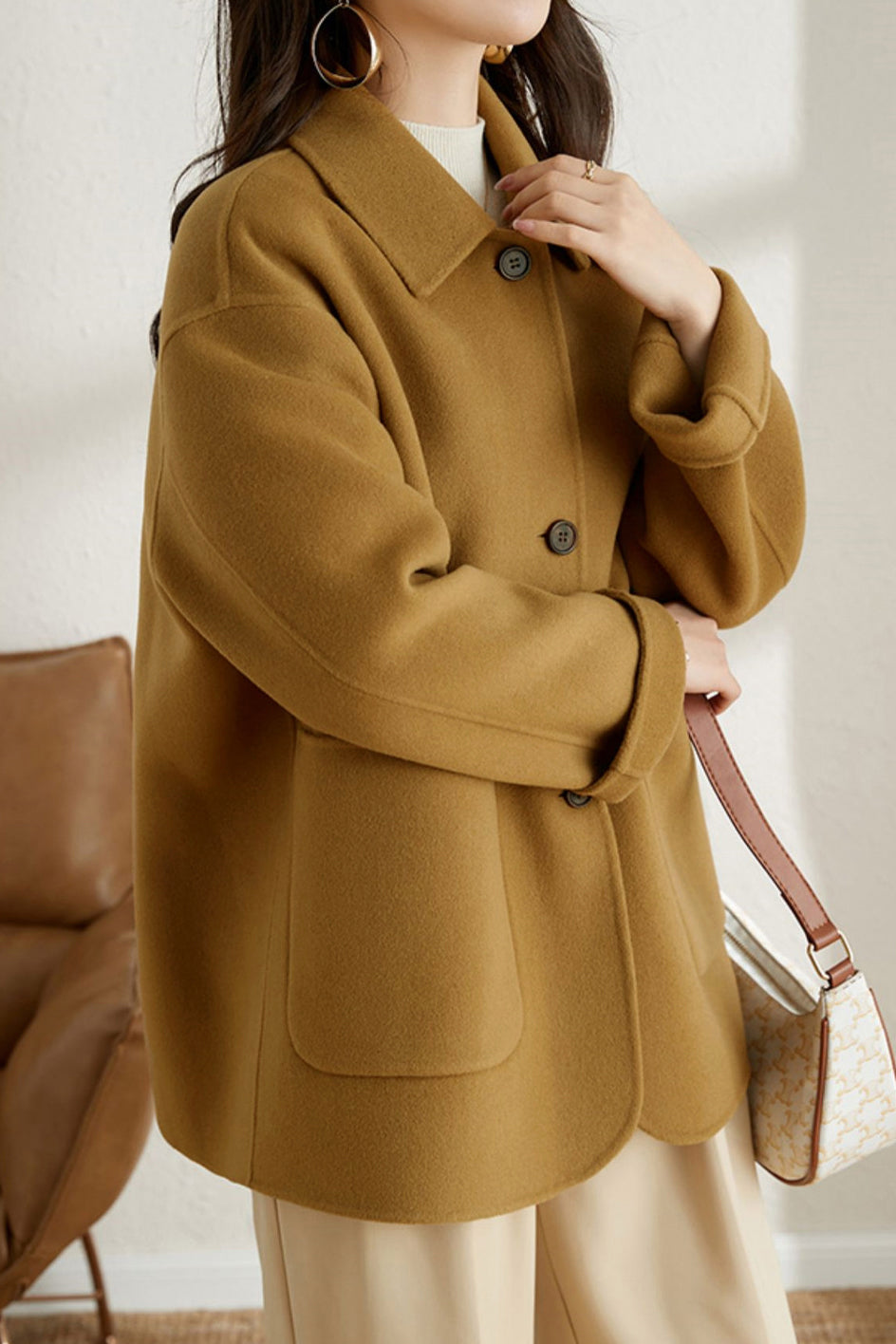 Simple Stand Collar Coat with Lining - 3 Colors Available - liwisi
