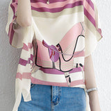 ポンチョ風サイドスリットアニマル柄Tシャツ 2色入 - liwisi