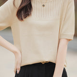 Round Neck Openwork Knit Top - 5 Colors Available - liwisi