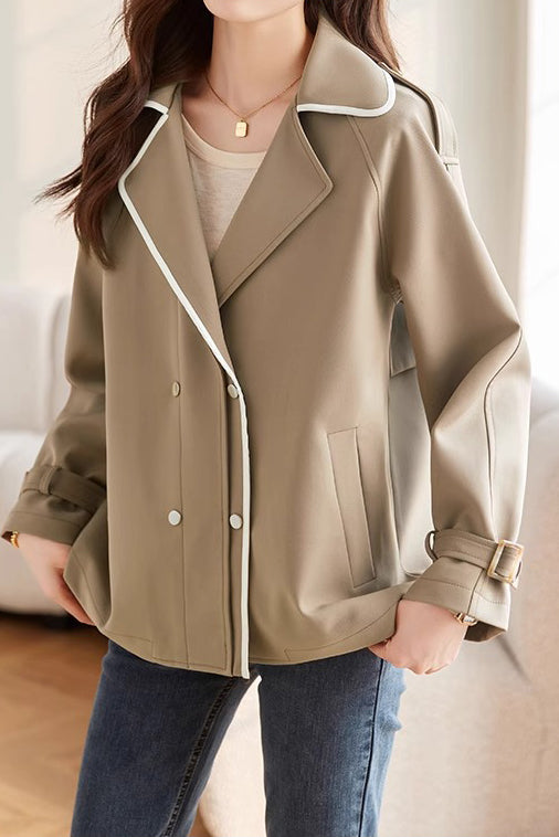 Stand Collar Bi-Color Jacket with Lining - liwisi