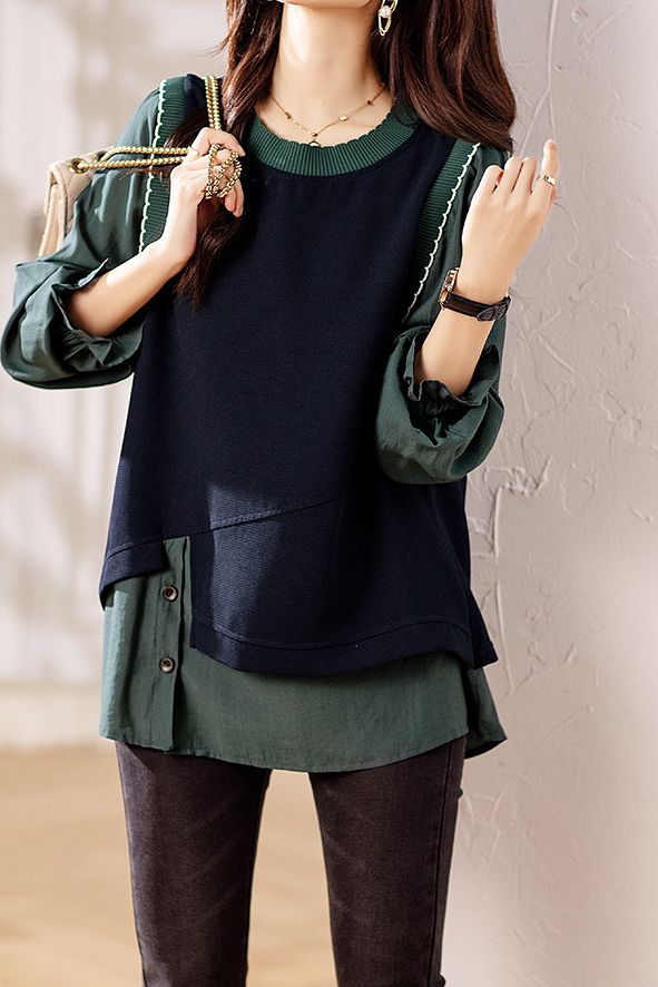 Irregular fake two tops - liwisi