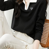Skipper Collar Heart Logo Embroidered T-Shirt - liwisi
