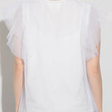 Round Neck Double Tulle Flare Sleeve T-Shirt - 2 Colors Available - liwisi