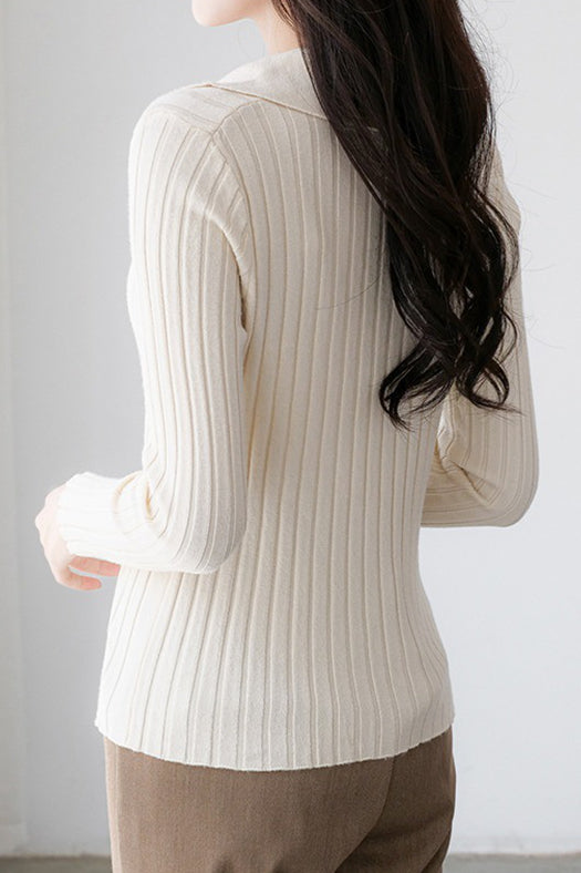 Elegant Collared Knitted Base Layer Top - liwisi