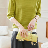 Bi-Color Hem Button Decor Knit Top - 3 Colors Available - liwisi