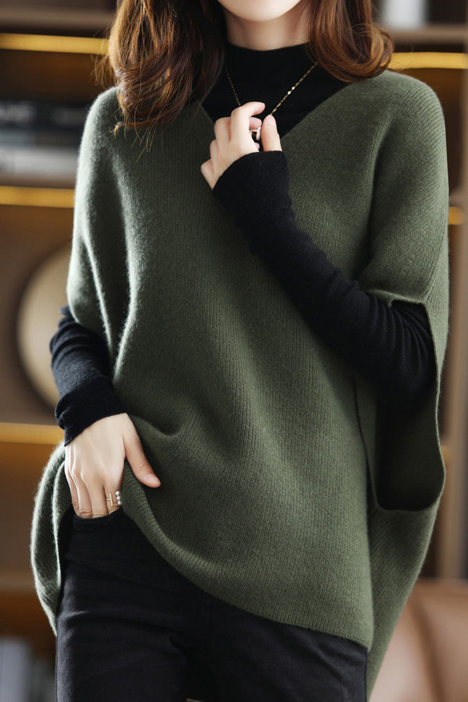 Poncho Style V-Neck Casual Knit Vest - 5 Colors Available - liwisi