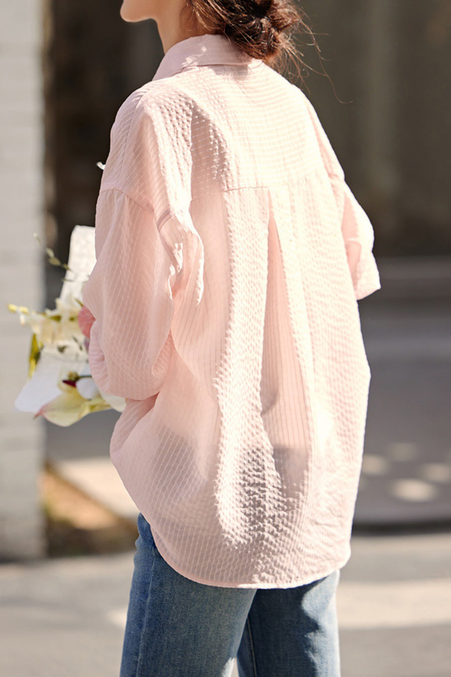 Casual Lightweight Striped Button-Down Shirt - liwisi