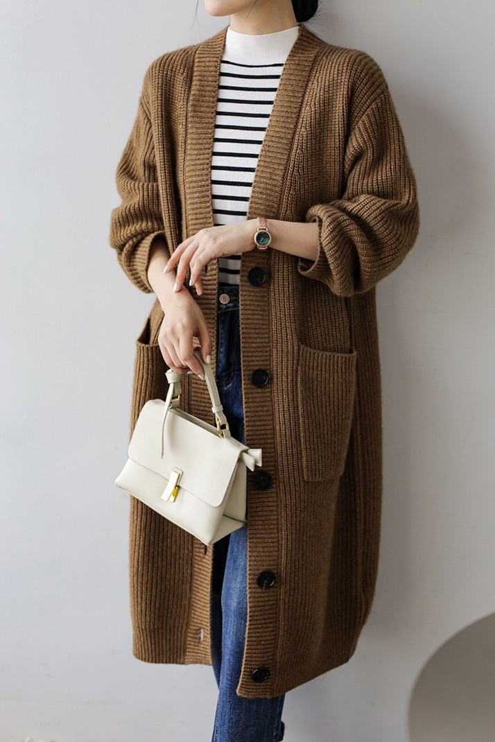 Casual Heavyweight Long Knit Jacket - liwisi