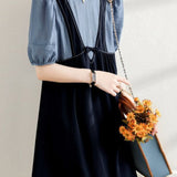 Layered Look Stitch Decor Semi-Flare Dress - 2 Colors Available - liwisi