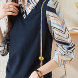 Layered Look Printed Contrast Vest Shirt - liwisi