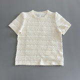 Round Neck Embossed Striped T-Shirt - 2 Colors Available - liwisi