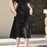 V-Neck Floral Long Tie-Belted Dress - liwisi