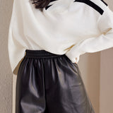 V-Neck Drop Shoulder Striped Contrast Knit - liwisi