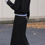 Shirt Collar Color-Block Two-Piece Set - liwisi