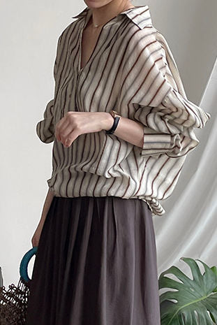 Casual Striped Lightweight Linen Sun-Protective Shirt - liwisi