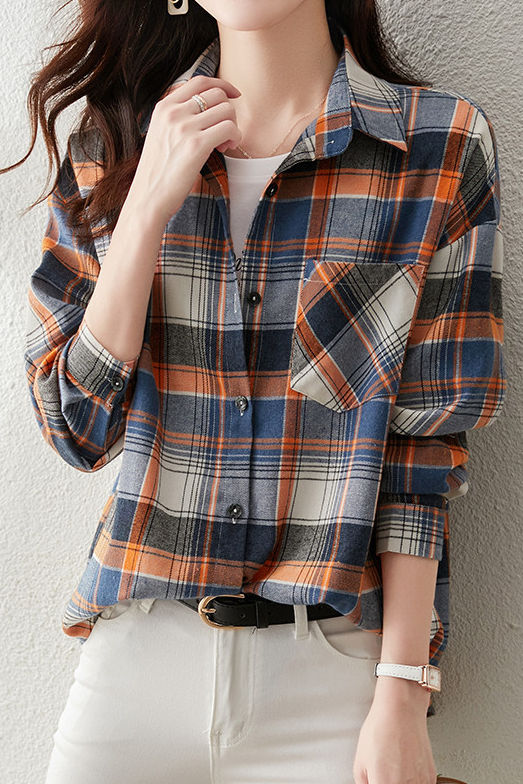 Early Autumn Stylish Casual Checkered Sleeve Shirt - liwisi