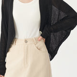 Plain Batwing Sleeve V-Neck Knit Cardigan - 2 Colors Available - liwisi