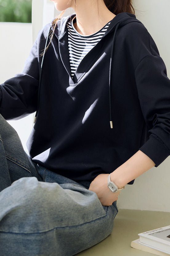 Casual Office Versatile Fake Two-Piece Sweatshirt - liwisi