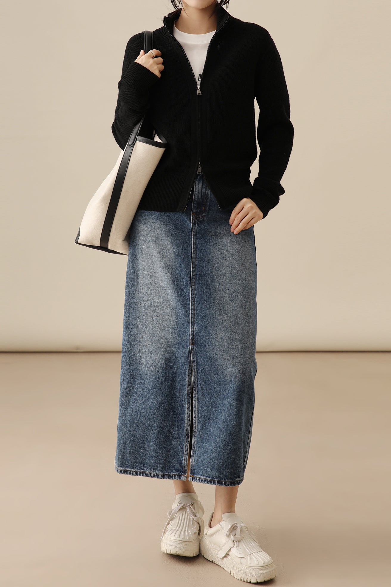 Tall Collar Classic Knit Blouson - 3 Colors Available - liwisi
