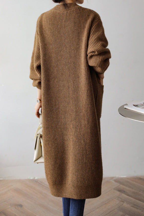 Casual Heavyweight Long Knit Jacket - liwisi