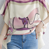 ポンチョ風サイドスリットアニマル柄Tシャツ 2色入 - liwisi