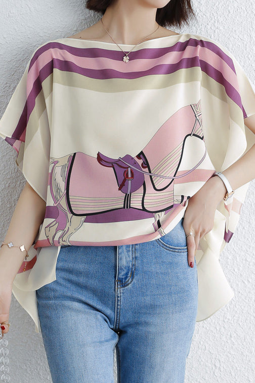 ポンチョ風サイドスリットアニマル柄Tシャツ 2色入 - liwisi