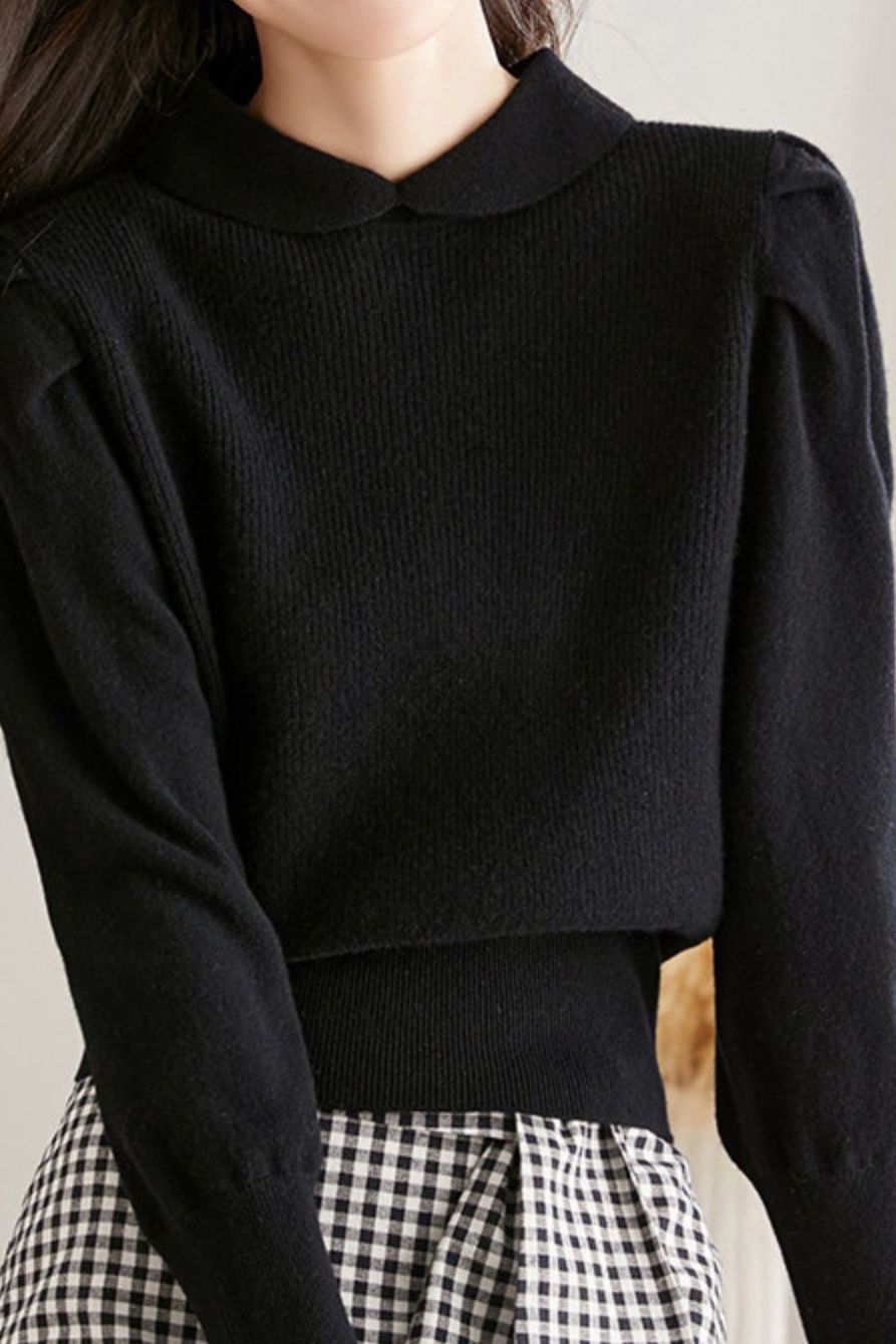 Fashionable doll-collar knitted sweater - liwisi