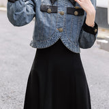 Two-Piece Set: Stand Collar Wrap Jacket + Casual Long Dress - 2 Colors Available - liwisi
