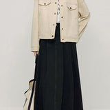 Stand Collar Short Jacket with Lining - 2 Colors Available - liwisi