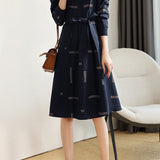 Geometric Print Croissant Sleeve Flare Shirt Dress - liwisi