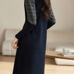 Mid-Length Patchwork Knit Dress - liwisi